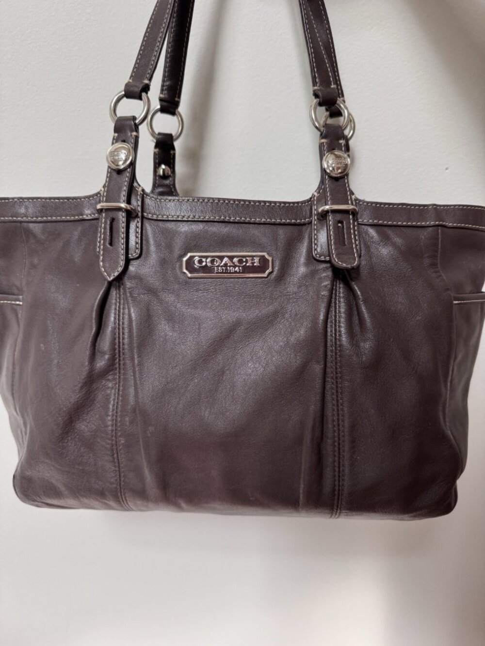 Coach Brown Leather East West Gallery Tote Bag F15147